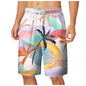Men's Palm Tree Gradient Pattern Fashion Shorts Boys Summer Cool Hawaii 3D Printed Casual Swim Trunks Quick Dry Surfboard Shorts