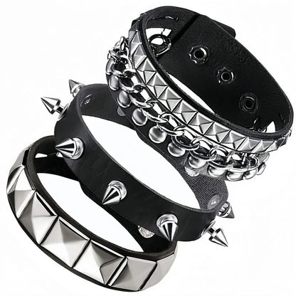 4pcs/set Gothic Punk Rock Square Rivet Bracelet Daily and Party Gothic