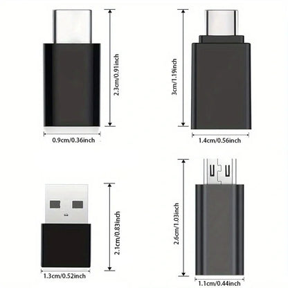 8pcs USB to USB C Adapter, USB Type C Female to USB Adapter, Micro USB
