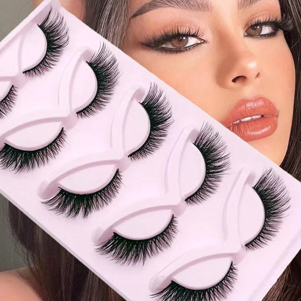 5 Pairs Fox Eye Lashes Winged End Eye Elongated Eyelashes Clear Band Natural Look Lashes Eyelash Extension Manga Lashes