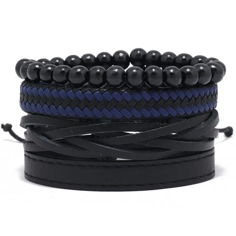 Modyle Multi-layer Gothic Leather Bracelet Set Punk Viantage Wings Charms Handwoven Bracelets for Men Jewelry Gifts