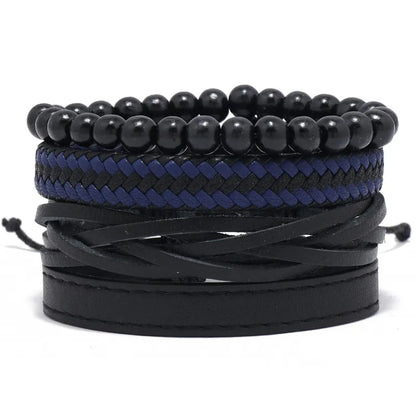Modyle Multi-layer Gothic Leather Bracelet Set Punk Viantage Wings Charms Handwoven Bracelets for Men Jewelry Gifts
