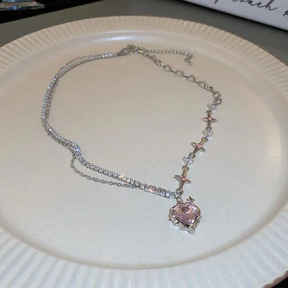 925 Sterling Silver Three-Layer Round Necklace Simple Snake Chain