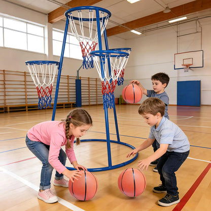 4 Hoop Toddler Basketball Set With 4 Balls & Pump, Multi Height Indoor Outdoor Basketball Goal Toy For Preschool Kids Ages 3+