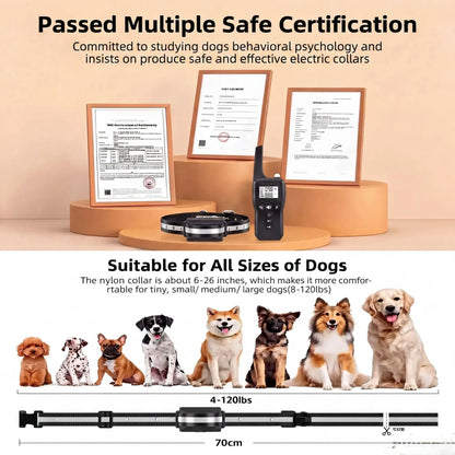1000m Dog Training Collar IPX7 Waterproof Rechargeable Electric Shock