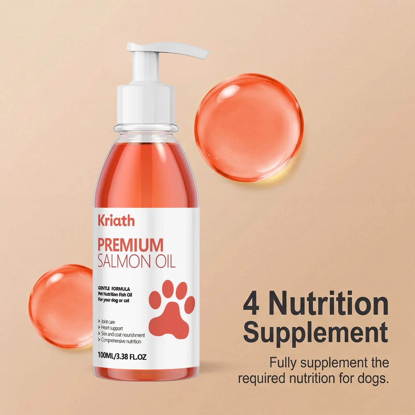 Premium Salmon Fish Oil For Pets Omega 3 Shiny Fur Immune Support Pets Coat Heart Health Dog Cat Heart Skin Nutrition Supplement