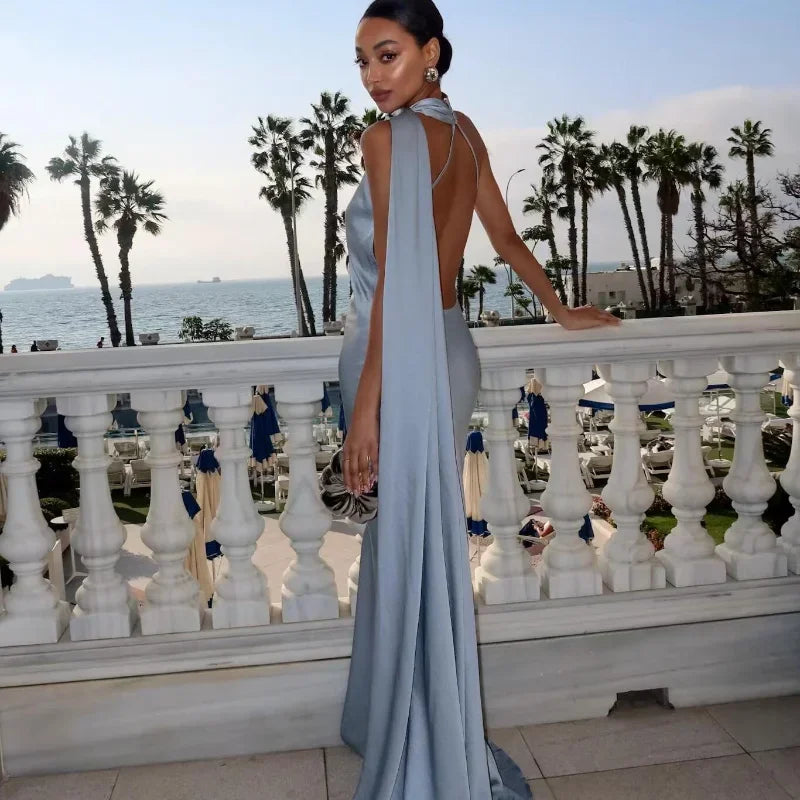 Backless Lace-Up Maxi Dress | Ribbon Sleeveless Evening Gown - Femstylo