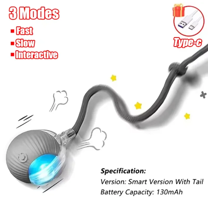 Intelligent Interactive Cat Ball Long-Lasting and Durable Easy to Clean Intelligent Obstacle Avoidance Pet Dog Toys