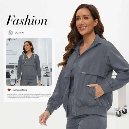 Niaahinn Long Sleeve Nursing Scrubs Jacket