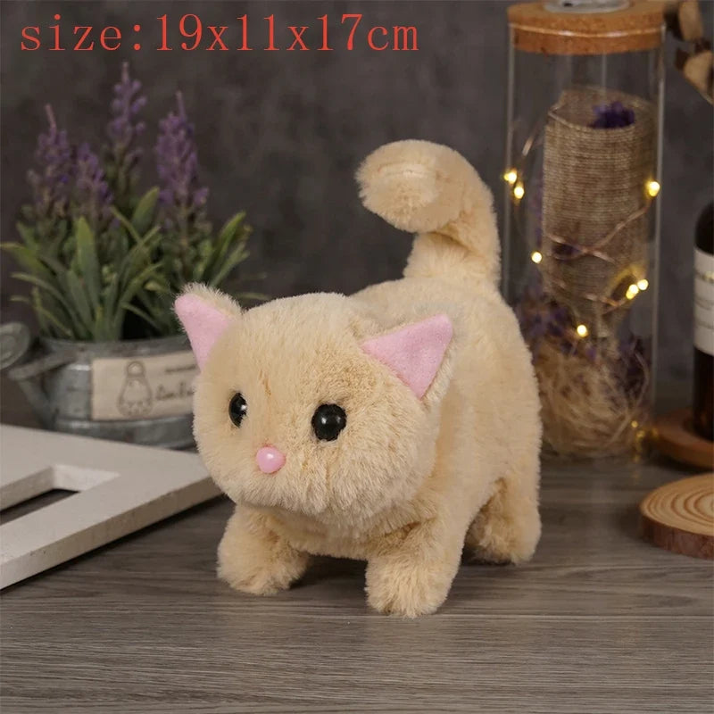 Simulation Interactive Cat Plush Toy – Walking, Tail Wagging, Head Shaking – Electronic Stuffed Doll Gift