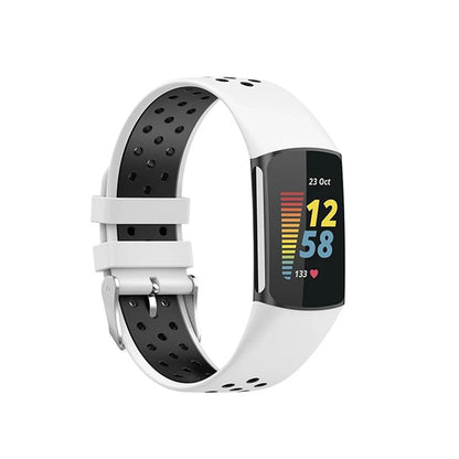 Fitbit Charge 5 & 6 Two-Tone Perforated Silicone Band, Buckle