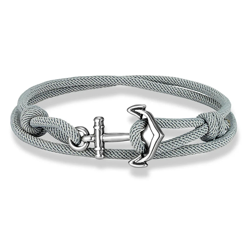 MKENDN Nautical Style Men Anchor Bracelet Handmade Adjustable Surfering Rope Braslet Unfading 3mm Thin String Braclet Homme