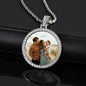Vnox Free Custom Round Photo Frame Necklaces Gift for Women Men,Big Coin Pendant Zircon Stone Circle,Family Picture Gift to Dad