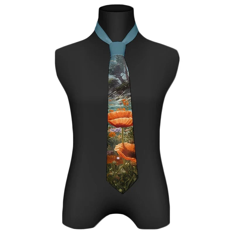 Classic oil painting high-quality printing, novel tie personalized wedding party shirt accessories Harajuku fashion unisex tie