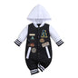 IURNXB Baby Boys Girls Romper Hooded Baseball Long Sleeve Infant Onesie Beach Outfits Newborn Sweatshirt Clothes Jumpsuit 0-18M