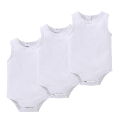 Kavkas 3 Pcs Summer Unisex Baby Vest Bodysuit 100% Cotton Sleeveless Newborn Solid Clothes 0-24 Months Clothing