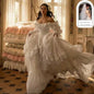 Eightree Vintage A-Line Wedding Dresses Puff Sleeve Lace Princess Wedding Ball Gowns Women Ruffled Bridal Prom Dress Customized