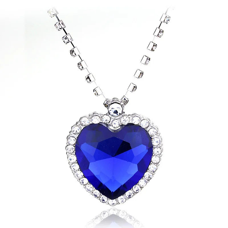 Movie TITANIC Heart Of the Ocean Necklace Love Forever Blue Red Crystal Pendants Necklace Women Wedding Jewelry Gift-SMT038