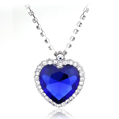 Movie TITANIC Heart Of the Ocean Necklace Love Forever Blue Red Crystal Pendants Necklace Women Wedding Jewelry Gift-SMT038