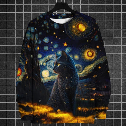 Animal Sweatshirts For Men Long Sleeve T-Shirt Tops 3d Oil Paint Animal Print Sweatshirt Pullover Loose Oversized Men Clothing
