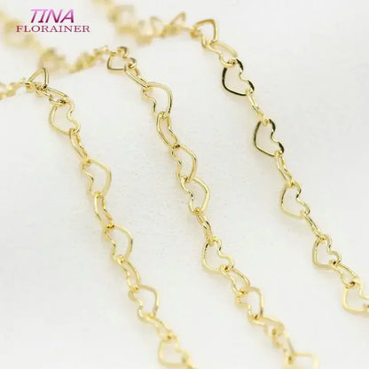 Width3MM 14K Gold Color Plated Brass Heart Shape Necklace Chains High Quality Jewelry Accessories