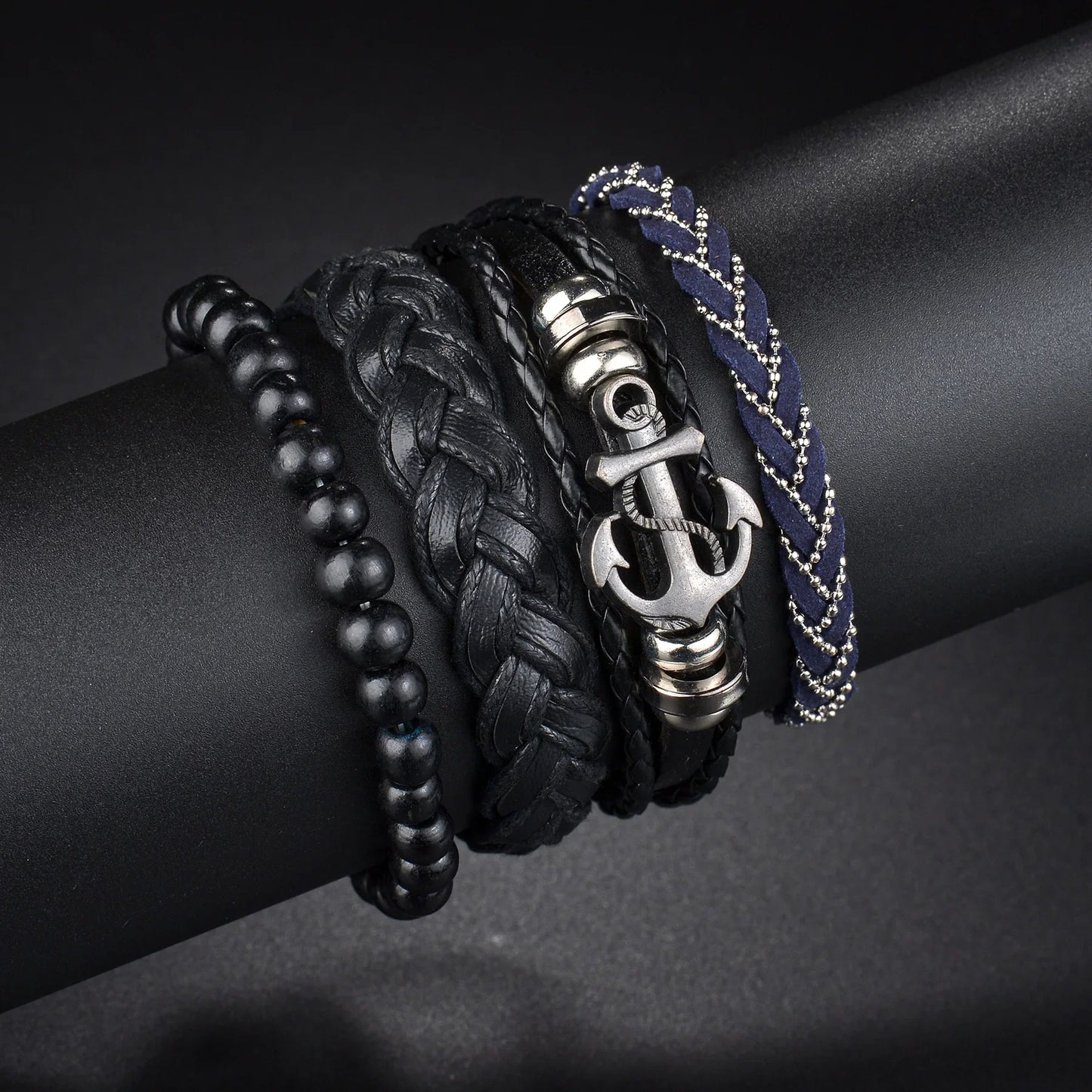 MeMolissa New Fashion Braided Wrap Leather Bracelets for Men High Quality Vintage Charm Wood Beads Ethnic Tribal Wristbands