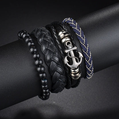 MeMolissa New Fashion Braided Wrap Leather Bracelets for Men High Quality Vintage Charm Wood Beads Ethnic Tribal Wristbands