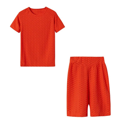 New Summer Round-Neck Solid Color Short-Sleeved Two-Piece Yoga Shorts
