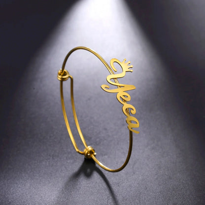 Personalized Name Bracelet for Women Men Custom Jewelry Stainless Steel Customized Bangle Gold Color Arabic Name Birthday Gifts