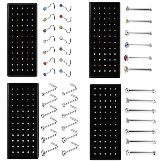40/60pc Stainless Steel Straight L Nose Stud for Women Nose Ring Set