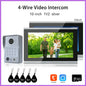 ANJIELO 4-Wire Video Intercom System with 10-inch Touch Screen 5-in-1 Unlock Tuya Smart APP Control IP65 Waterproof Night Vision