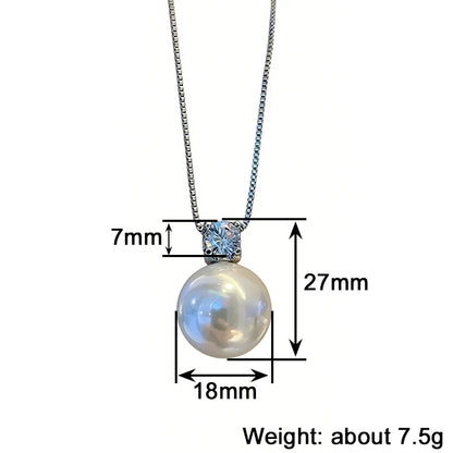 Huitan Imitation Pearl Women Pendant Necklace Inlaid Shiny CZ Fashion Wedding Party Versatile Elegant Accessories Jewelry Gift
