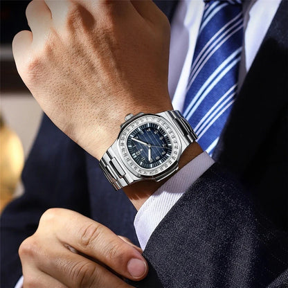 New Simple Digital Full Diamond Watch For Man Gifts Fashion Quartz Wristwatches Mens Automatic Watches Man Clock Montre Homme