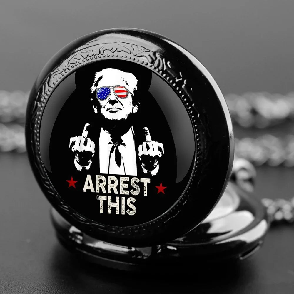 Trump Victory Pendant Quartz Pocket Watch – Collectible Souvenir Timepiece