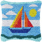 Lighthouse Sailing Latch Hook Set Embroidery Latch Hook Kit Marine Animals Latch Hook Pillow Set Button Pad Package Handmade DIY