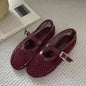 Aneikeh Summer Fishing Net Flat Bottom Sandals Hollow Design Fashio Low Cut Shallow Comfortable Beach Roman Women Shoes
