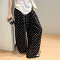 Women’s Linen Polka Dot Wide-Leg Pants