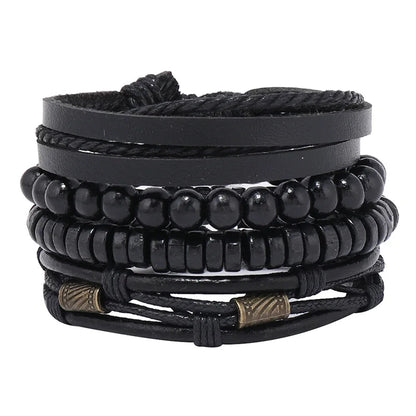 Modyle Multi-layer Gothic Leather Bracelet Set Punk Viantage Wings Charms Handwoven Bracelets for Men Jewelry Gifts