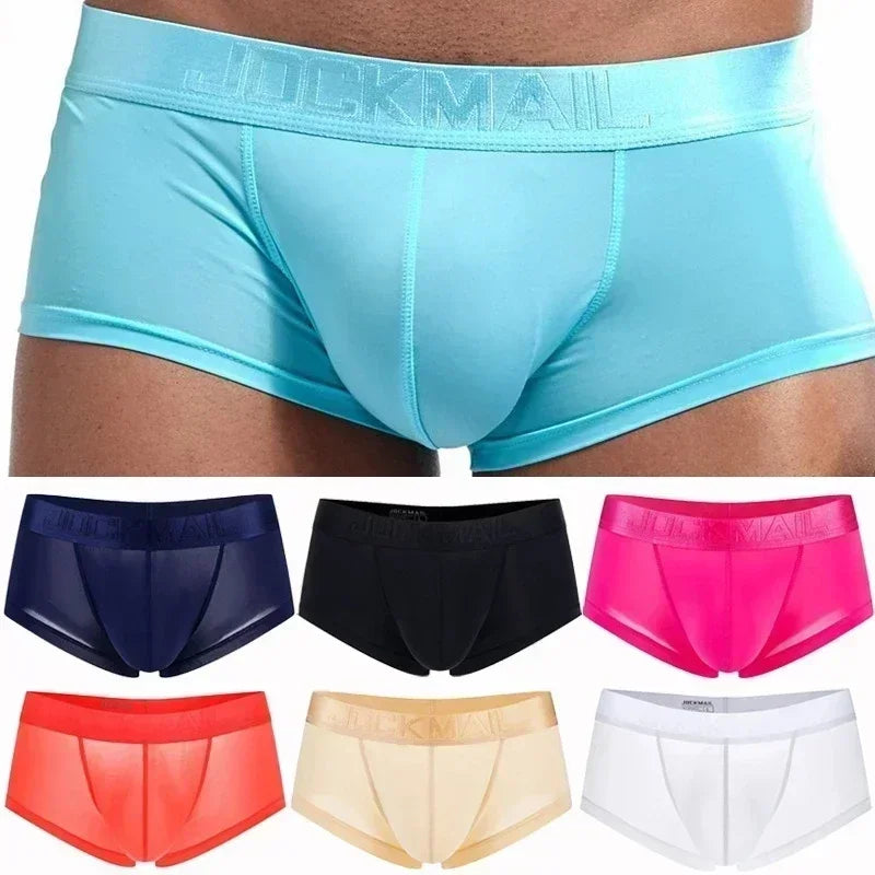 Sexy Underwear Men Boxer Panty Shorts Ice Silk Original  Panties Breather Boxer Briefs Ultra-thin Transparent Fun Gay Underwear