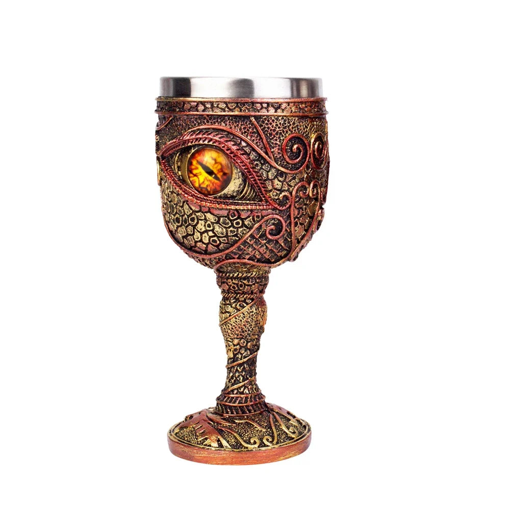 Gothic Wine Goblet Contain Dragon Claw Viking Skeleton Retro Stainless Steel Resin