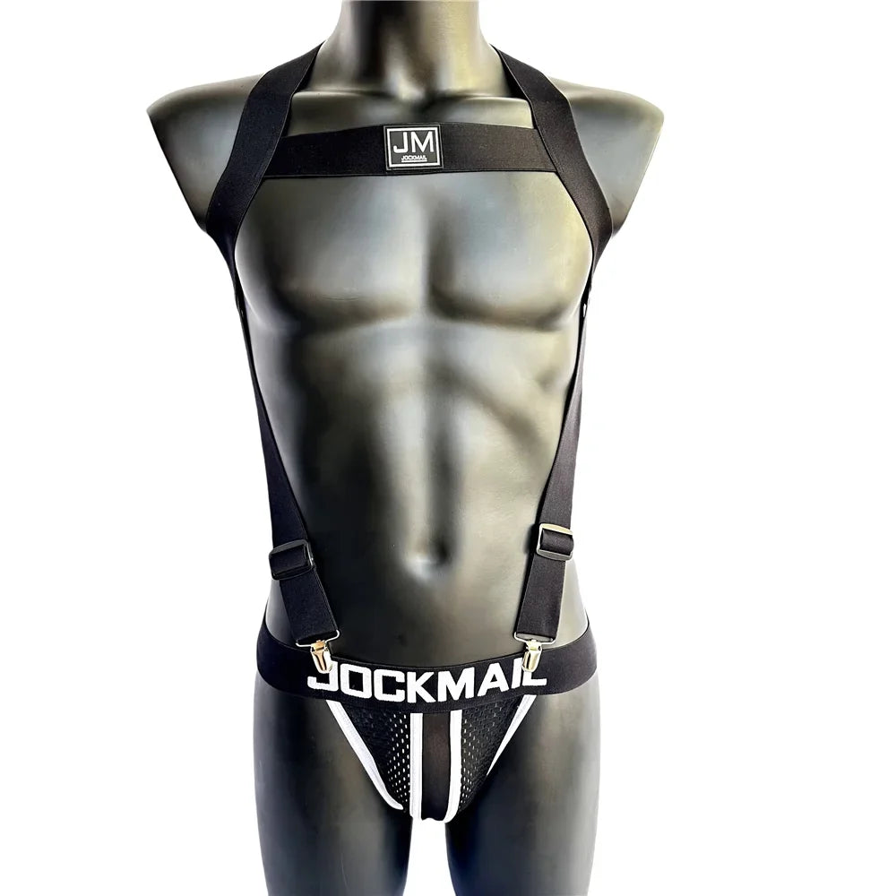 Sets Men's Sexy Nylon Jockstrap Underwear Bodysuit Suspender Jumpsuits Man Harness Gay Underwear Mens Lingerie Sissy Panties