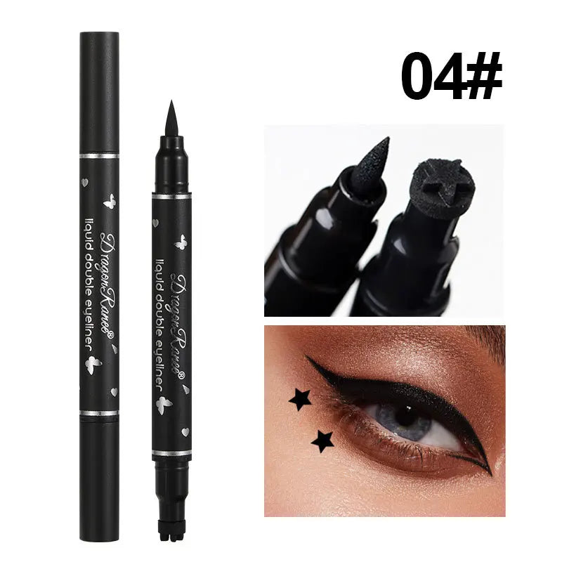 Dragon Ranee Double head Star Seal Eyeliner waterproof non-smudging novice heart plum embellished eye tail eyeliner