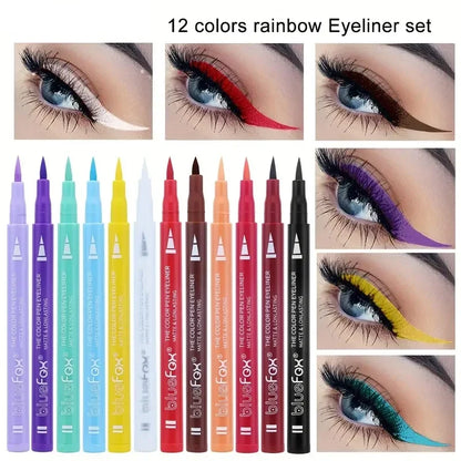 12-Color Waterproof Liquid Eyeliner and Face Paint Pen Set