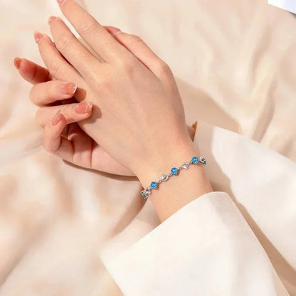 925 Sterling Silver Heart Shaped Necklace Bracelet Set for Women