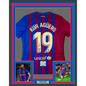 Framed Autographed/Signed Sergio Kun Aguero 35x39 FC Barcelona Red/Blue Soccer Futbol Jersey Beckett BAS COA