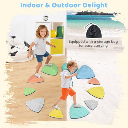 Set of 11 Stepping Stones for Kids Non-Slip Balance Stones with Storage Bag
