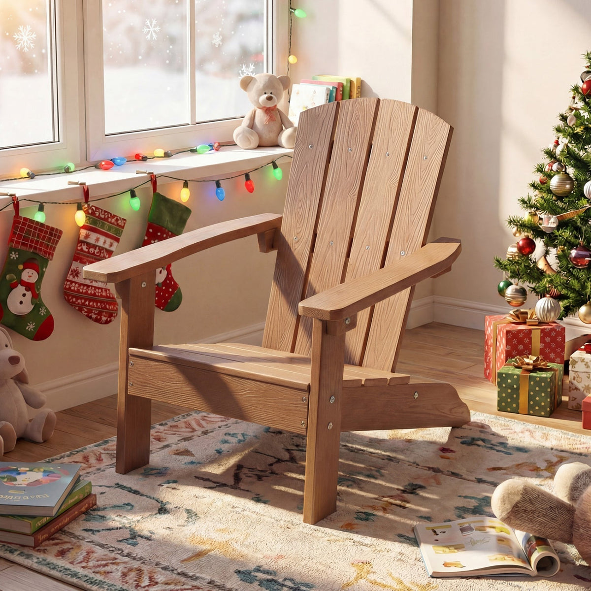 Set of 2 Kid's Adirondack Chair with with High Backrest and Armrests