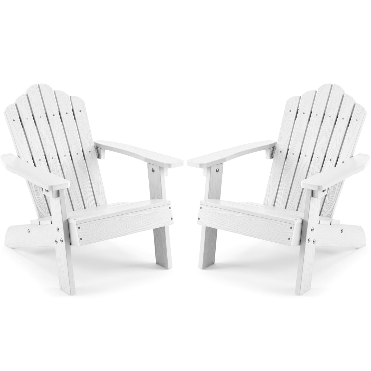 Set of 2 Kids Adirondack Chairs All-weather Outdoor Chairs for Children with Tilted High Backrest