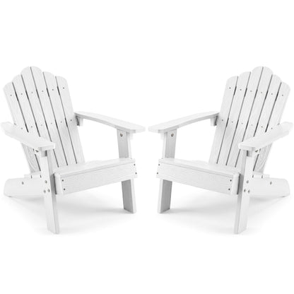 Set of 2 Kids Adirondack Chairs All-weather Outdoor Chairs for Children with Tilted High Backrest