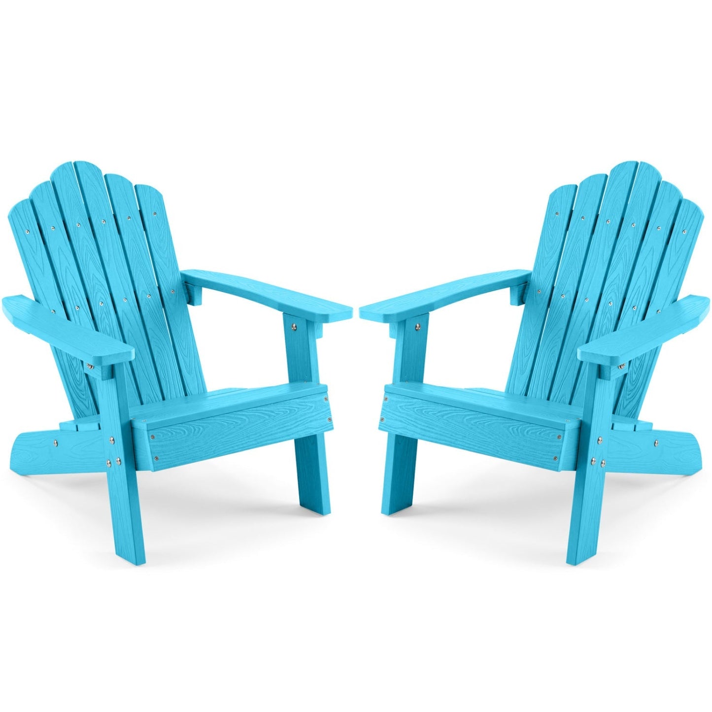 Set of 2 Kids Adirondack Chairs All-weather Outdoor Chairs for Children with Tilted High Backrest